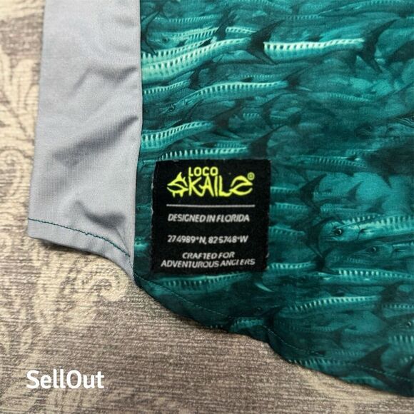 Loco Kaile Men's XL Green Graphic Print Fishing Shirt Short Sleeve - Picture 6 of 8